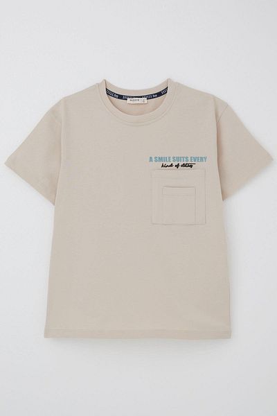 Breeze Beige Boy's T-Shirt 6-12 Years, Information Line Coming with Pocket