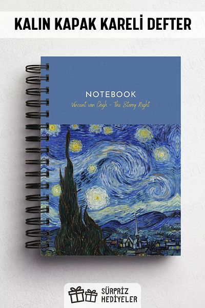 Eldesen Tasarım Spiral Thick Cover Checkered Notebook, A5 Size 80 Sheets 160 Pages, Checkered Notebook