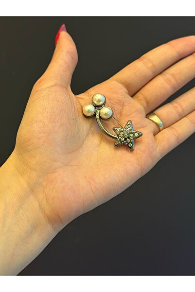 Gönülden Tasarım FÜME ÇELİK İNCİ BONCUKLU BROŞ YAKA İĞNESİ GİYİM AKSESUARI 4X...