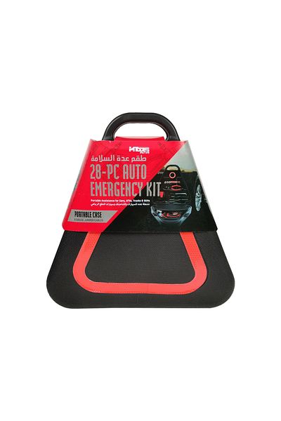 MTOOLS 28-Piece Car Emergency Kit with Jumper Cables, Pliers, Screwdrivers, Socket Set, Tape & Carry Case