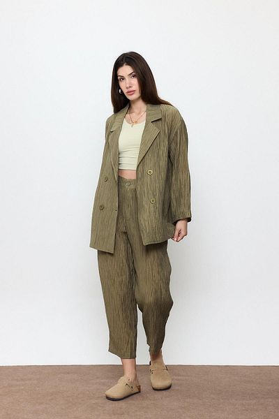 SHERIN Khaki Corded Carrot Pants