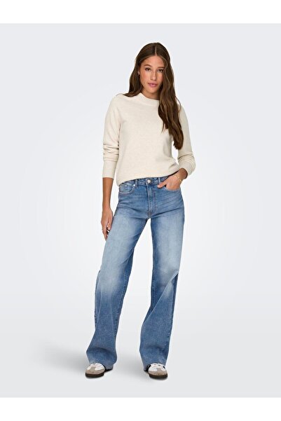 ONLY Women's Onlrıca Crew Neck Knitted Sweater 15204279 Bone