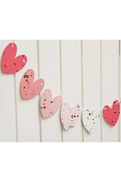 partince Pembe Geçişli Kalp Doğum Günü Süsü Banner 10 Parça