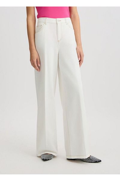 Liu Jo High Waist Wide Leg - Women's White Pants Back Pocket Girdling Wa5445T1757