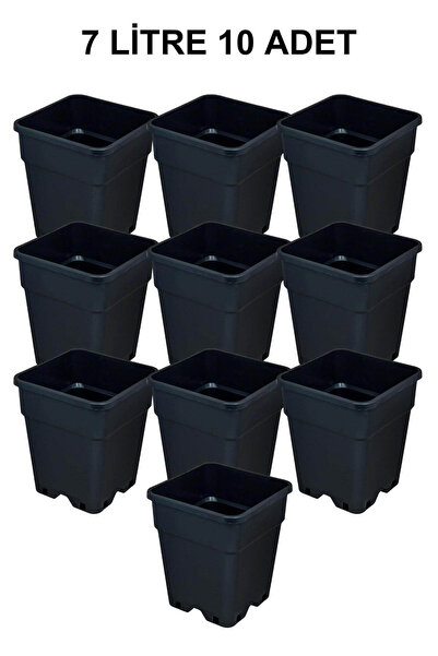 Grow Wizard Plastik Kare Saksı 7 Litre 10 Adet