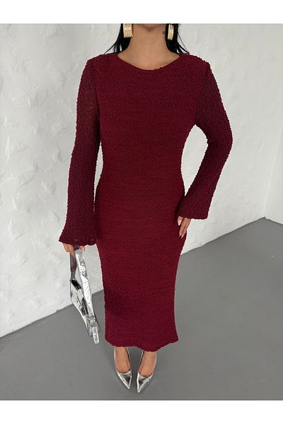KENZARRO Rochie de damă cu mâneci cu model din tul lung tricotaj