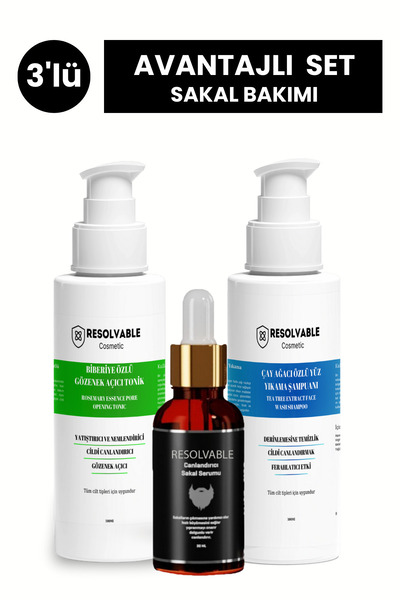 Resolvable Kozmetik Sakal&bıyık Serumu Gözenek Açıcı Tonik Ve Yüz Yıkama Şamp...