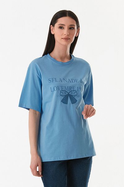 Fulla Moda Tricou oversize cu broderie cu panglică