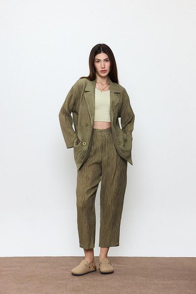 SHERIN Khaki Corded Carrot Pants