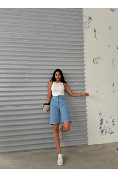 Zeo Basic СВІЖІ СИНІ ДЖИНСОВІ ШОРТИ З БОКОВИМИ РОЗРІЗАМИ