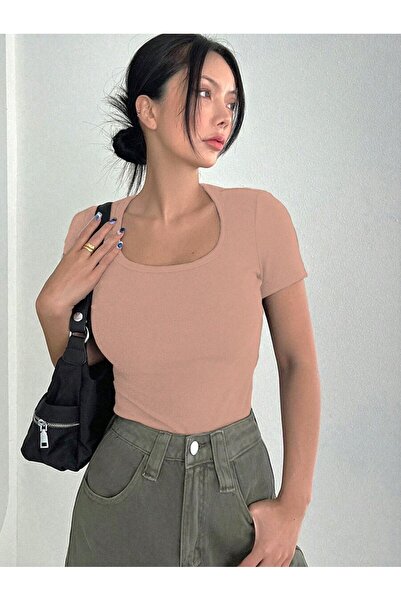 Rooted Γυναικείο Dusty Rose, T-shirt & Μπλούζα με τετράγωνο γιακά, ύφασμα καμ...