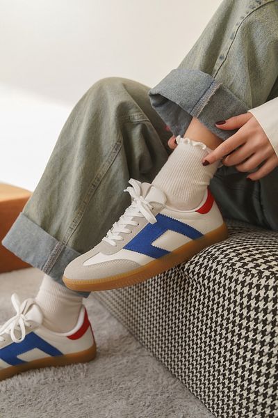 Moda Değirmeni Pantofi pantofi pentru femei, albastru-gri, cu blocuri de culoare MD1095-101-0002