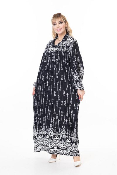 mervemoda Women's Long Sleeve Plus Size Woven Summer Long Sleeve Dress
