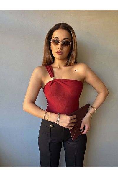 Laressi One Shoulder Buckle Bluz