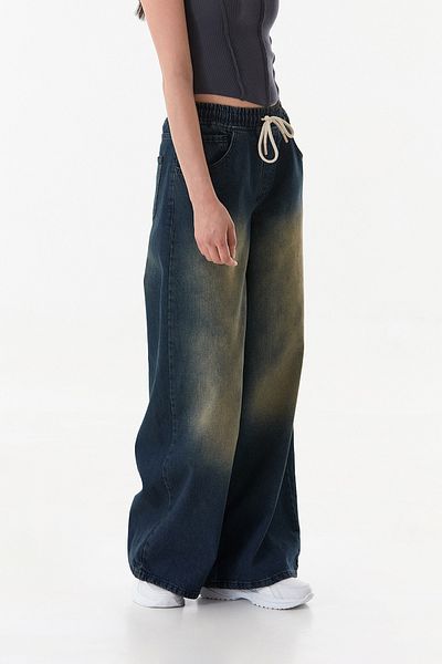 Fulla Moda Jean Palazzo cu cravată în talie