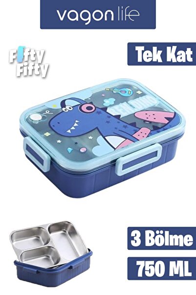 Vagonlife Lunch Box 750 ML (Sızdırmaz,Karışmaz Üç Bölmeli) Yeni Nesil Sefer T...