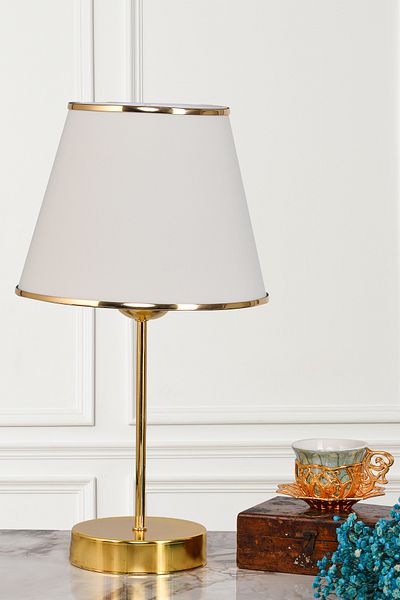 EvLight Yesna Gold Lampshade Cream Table Lamp - Metal Leg