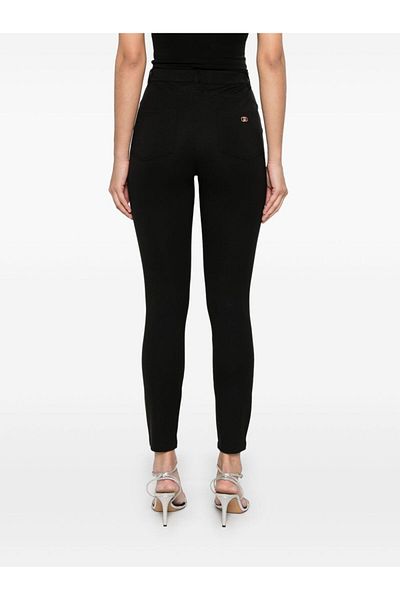 Liu Jo Women's High Waist Stone Pocket Detailed Dressed Fit Elitli Costume Black Trousers