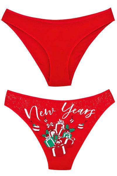 Helena Paris Women's New Year Written Gift Package Printed New Year's Panties Slip (2771)