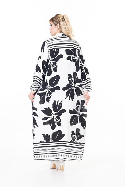 mervemoda Women's Long Sleeve Plus Size Woven Summer Long Sleeve Dress