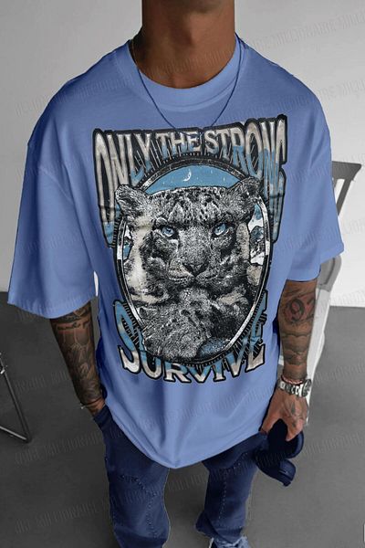Millionaire Ανδρικό μπλουζάκι Blue Survive Oversize Loose Wide Fit Loose Cut