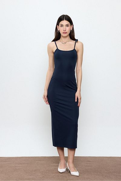 SHERIN Navy Blue Midi Dress