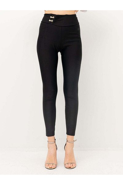 Liu Jo Women's High Waist Body Hugging Slim Fit Black Pants Ta5167J7912-22222