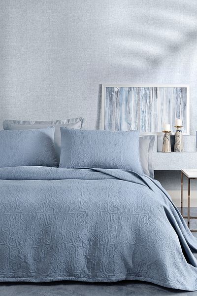 Yataş Matte Double Bedspread Set - Indigo
