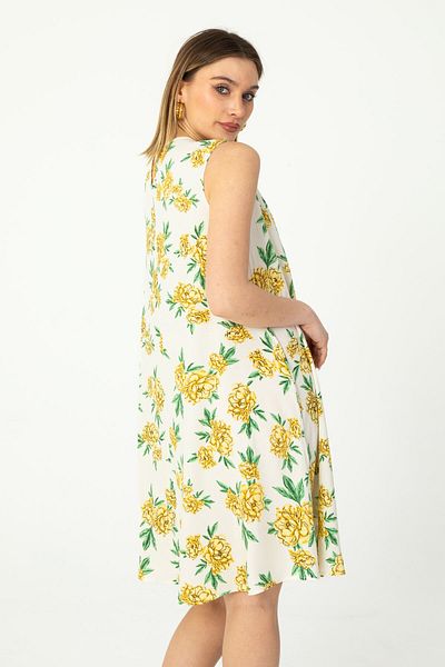 Nuevo White Relaxed Cut Floral Patterned Viscose Dress