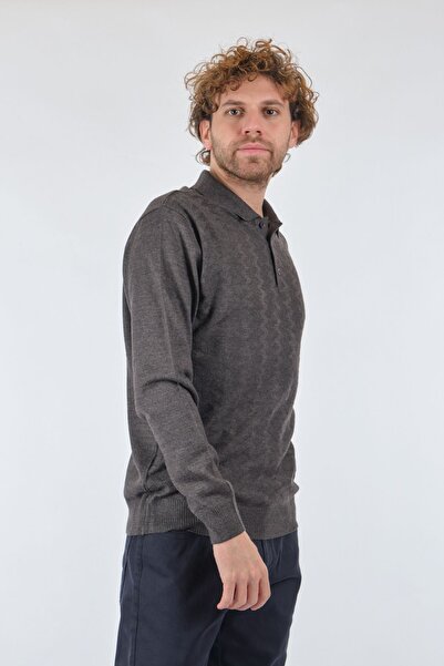 LEGATO Сорочка з коміром на ґудзиках, довгими рукавами, антрацитового кольору, чоловіча кофта Trk24635