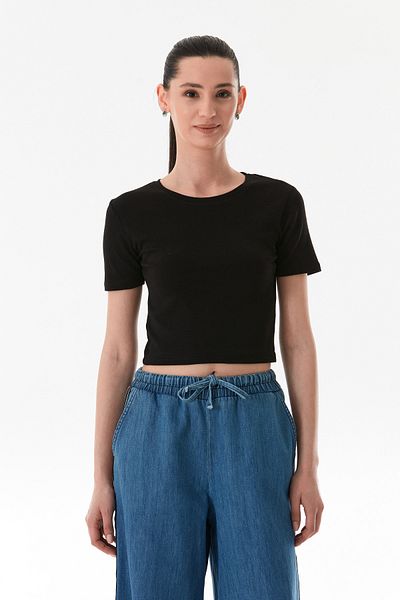 Fulla Moda Basic Crew Neck Crop T-Shirt