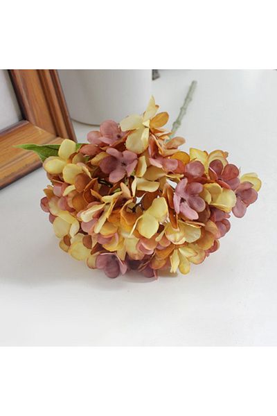 Choice Orange Artificial Flowers Silk Hydrangea Vase For Home Decoration Accessories Wedding Decorative Fak