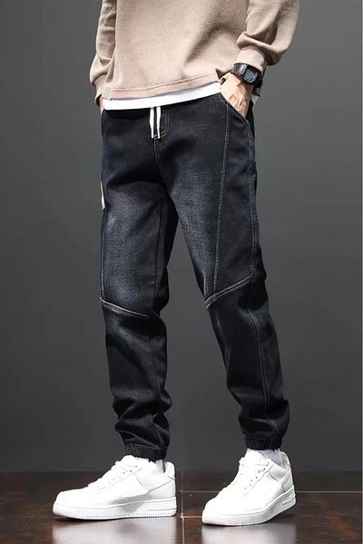 Oksit Ανδρικό τζιν παντελόνι Jogger Cut Reax Joss με ελαστικό κορδόνι στη μέση και στο πόδι