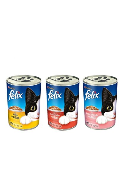 FELIX 3 Çeşit Karışık Yetişkin Kedi Konserve Yaş Maması 24 X 400 gr