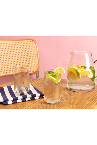 Madame Coco Golden Leaves Musette Set mit 4 Erfrischungsgetränkegläsern – 365 ml