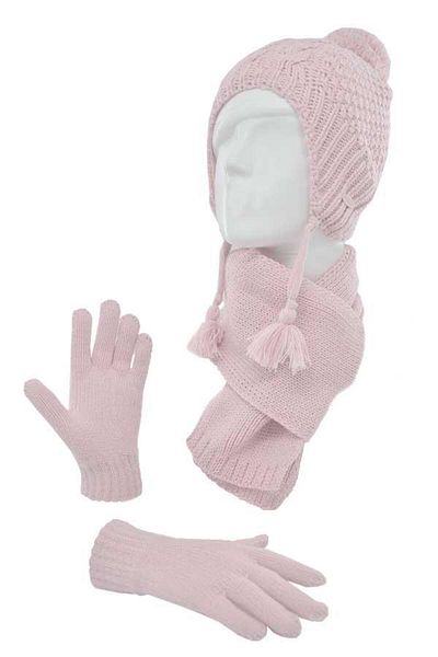 Kitti Σετ κασκόλ για κορίτσια με γάντια φλις Beanie με αντοχή στο πάγκο (K22170-3)