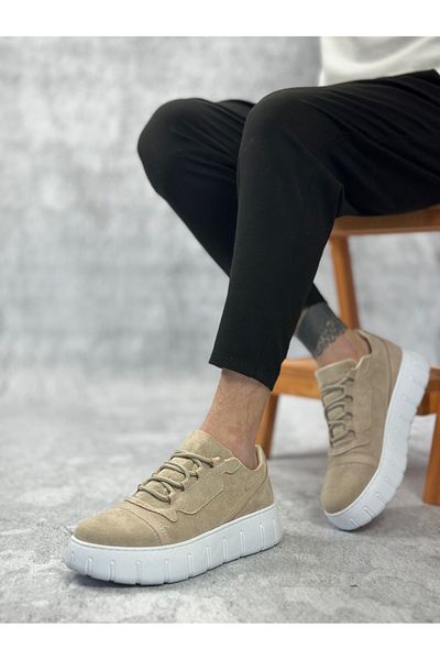 BESKAR BA0666 Ανδρικά παπούτσια casual BOA Cream ψηλή σόλα