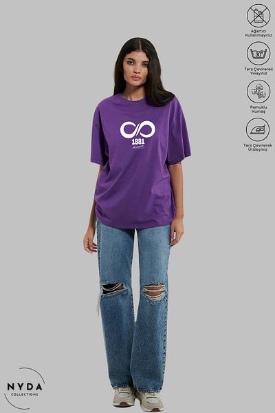 Nyda Collections Unisex Crew Neck Ataturk 1881 εμπριμέ βαμβακερό μπλουζάκι με κοντό μανίκι