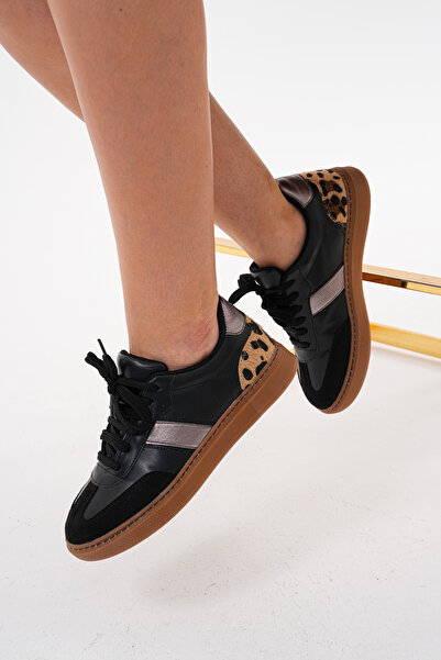 La Limar adidași sport cu șireturi cu talpă plată neagră pentru femei