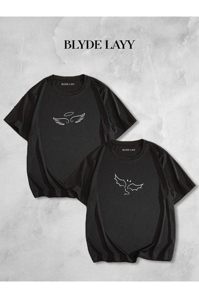 BLYDE LAYY Σετ μπλουζάκι μεγάλου μεγέθους Angel-Demon Lover 2 τεμ