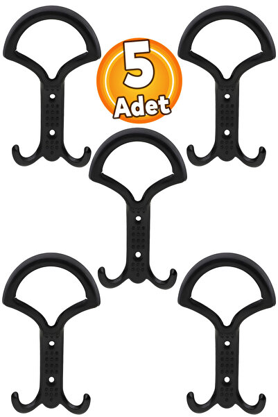 Badem10 (5 ADET) Noktalı Siyah Metal Portmanto Vestiyer Duvar Askısı Dolap El...