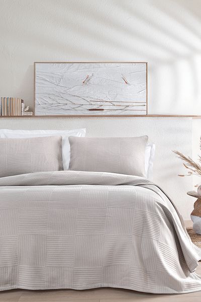 Yataş Beige Lukka Double Bed Cover Set