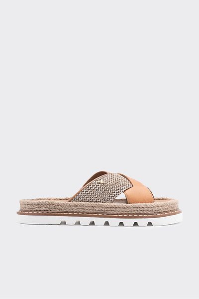 SHOEMARK Jasmin Tan Genuine Leather Women's Slippers