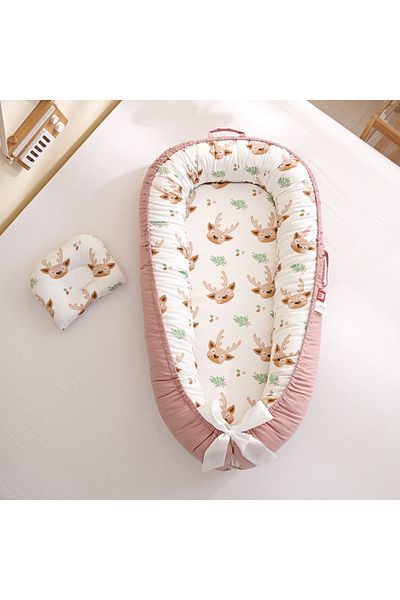 Choice Christmas Deer Baby Nest For Co Sleeping Newborn Baby Lounger Cotton Breathable Adjustable Baby Crib