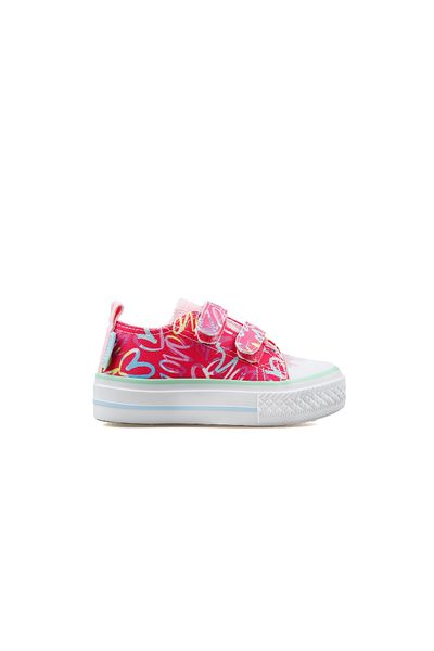 Vicco Done Patterned Girls' Preschool White/Pink Sneakers