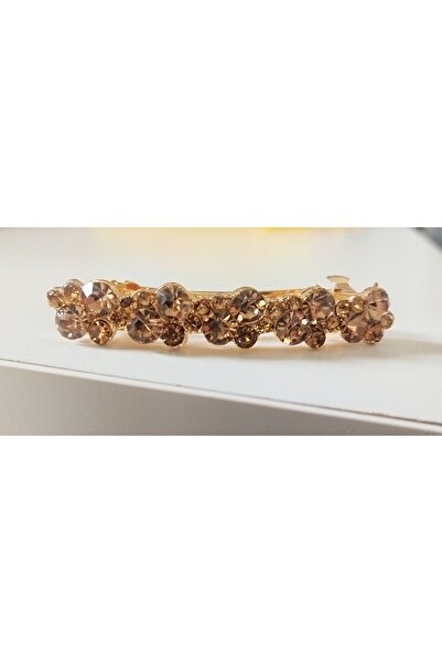 TREND Champagne Color Shiny Stone Automatic Clip Hairpin - Flashy Hair Accessory