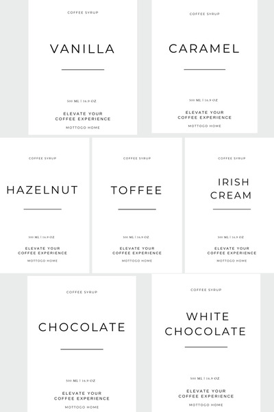 Mottogo Set de etichete pentru sirop de cafea 7 bucăți Minimalist rezistent l...