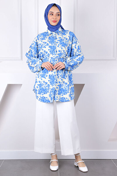 İmajButik Сакс Синя сорочка з візерунком та ґудзиками