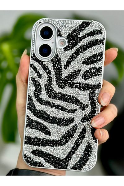 Go Aksesuar حافظة سيليكون متوافقة مع هاتف Iphone 16 بتصميم ماسي مرصع بأحجار الراين اللامعة