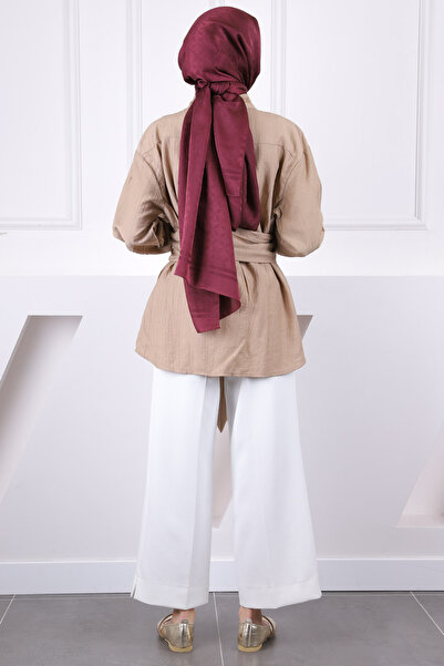 İmajButik Πουκάμισο Modal με ζώνη μινκ